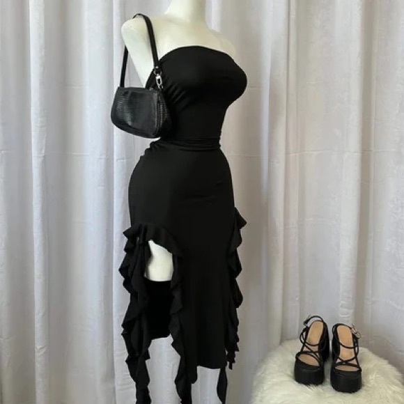 Urban Revivo Elegant Black ruffle Dress XS - Picture 3 of 5